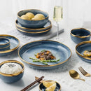 GobekUsa Blue Gradient Ceramic Plate Set - Elegant Dinner & Dessert Plates, Salad Soup Bowl - Luxury Tableware