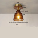 GobekUsa Amber Glass Ceiling Lamp Wood Nordic Modern Bedroom Bathroom Light