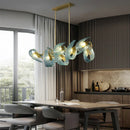 GobekUsa Blue Glass Luxury Brass Ceiling Pendant Light - Creative Flower Design