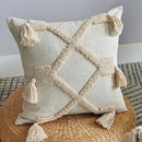 GobekUsa Boho Nordic Tassel Pillow Case - Beige Cotton Linen Cushion Cover
