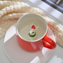 GobekUsa Christmas Animals Ceramic Tea Cup Set Red Porcelain Mugs