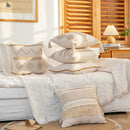 GobekUsa Geometric Tufted Cushion Cover with Handmade Tassels & Patchwork