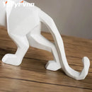 GobekUsa Leopard Geometric Resin Statue - Modern Wildlife Panther Sculpture for Home Office