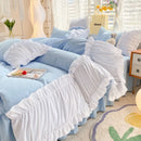 GobekUsa Lace Trim Solid Cotton Bedding Set - Queen/King/Double/Single Sizes