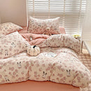 GobekUsa Cotton Flower Printed Comforter Set: Breathable Double-Layer Yarn, Soft Bedding for Girls