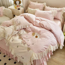 GobekUsa Flowers Lace Ruffles Princess Wedding Bedding Set 1000TC Egyptian Cotton Collection