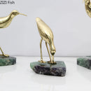 GobekUsa Golden Brass Bird on Marble Base Desk Ornament Statue Artwork Decor