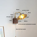 GobekUsa LED Wall Light Walnut Wood Rotate Copper Bedside Lamp