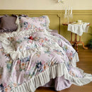 GobekUsa French Flowers Lace Ruffles Princess Bedding Set with 1000TC Egyptian Cotton