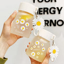 GobekUsa Daisy Flower Glass Water Bottle Portable Tumbler 350ML