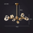 GobekUsa Diamond Crystal Brass LED Pendant Light Gold Luxury Hanglamp