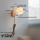 GobekUsa Ash Wood LED Wall Light Fixture with Pull Chain Switch, Modern Nordic Design