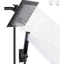 GobekUsa Black Full Shower System Set with Rain Pressure Spray Head and Faucet Panel