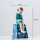 GobekUsa Cartoon Girls Resin Figure Sculpture for Home Decor
