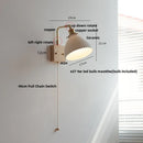GobekUsa Globe Ceramic Walnut Wood Wall Light with Pull Chain Switch and Rotatable Design