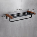 GobekUsa Black Walnut Bathroom Set: Towel Rack, Bar, Shelf, Toilet Paper Holder, Brush Stand