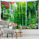 GobekUsa Bamboo Forest Pigeon Path Tapestry: Hippie Psychedelic Wall Hanging for Natural Home Decor