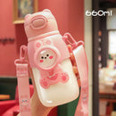 GobekUsa Kids Cute Cartoon Water Cup with Portable Strap - BPA-Free Student Sippy Cup