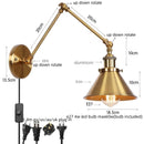 GobekUsa Gold Long Arm LED Wall Sconce with Pull Chain Switch