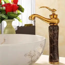 GobekUsa Gold Jade Brass Bathroom Basin Faucet | Deck Mounted Hot Cold Water Mixer