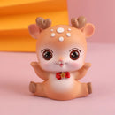 GobekUsa Cartoon Deer Resin Figurines Home Decor Miniatures Crafts Cake Topper