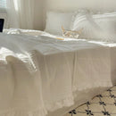 GobekUsa Korean Princess Lace Ruffles Summer Quilt Bedspread - 3Pc Bedding Set