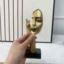 GobekUsa Golden Abstract Mask Statue 16cm Art Figure Thinker for Home Office Decor