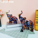 GobekUsa Elephant Sculpture: Nordic Painting Graffiti Resin Art Figurine & Home Decor Craft