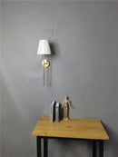 GobekUsa Gold Cloth Lampshade Wall Sconce for Bedroom Living Room Lighting