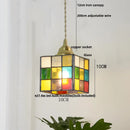 GobekUsa Colorful Glass Magic Cube LED Pendant Lights Tiffany Style Wood Hang Lamp