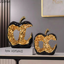 GobekUsa Ceramic Apple Sculpture Desk Decoration - Gold-plated Hollow Out Craft, Room Aesthetic Ornament