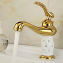 GobekUsa Gold Brass Basin Faucet with Diamond, Single Handle Hot Cold Mixer Tap