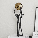 GobekUsa Human Figure Sculpture Golden Ball Holder Metal Figurine Home Decor