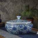 GobekUsa Blue Flower Ceramic Tea Caddy Jar - Living Room Decor or Home Ornament