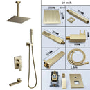 GobekUsa Brushed Gold In-Wall Shower Set with Rainfall Shower Head 8-12"