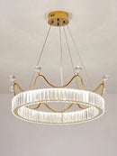 GobekUsa Crystal Chandelier: Nordic LED Luxury Round Crown Petal Design for Girls' Bedroom