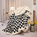 2024 GobekUsa Checkerboard Lamb Fleece Blanket Cover - Premium Printed Blanket Series