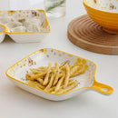 GobekUsa Little Bee Ceramic Plate with Handle: Multifunctional Baking Tray for Desserts & Snacks
