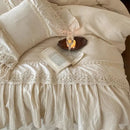 GobekUsa French Lace Ruffle Embroidery Bedding Set with Natural Health Skin Fabric