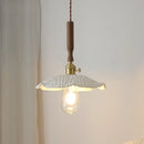 GobekUsa Ceramic Walnut Wood Pendant Light Fixture - Adjustable LED Lamparas for Study Aisle
