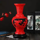 GobekUsa 10-inch Red Lacquerware Flower Auspicious Vase