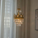 GobekUsa Crown Crystal Chandelier LED Pendant Light for Living Bedroom