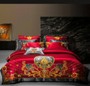 GobekUsa Luxe Brocade Cotton Embroidered Bedding Set - Quilt Cover Bed Linen Bedspread