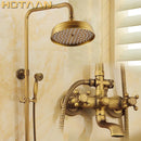 GobekUsa Antique Brass Shower Faucet Set with Rainfall Shower Head and Hand Shower
