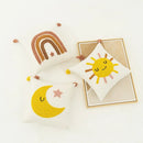 GobekUsa Boho Yellow Rainbow Star Moon Embroidery Pillow Cover 45x45cm with Tassels