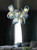 GobekUsa Luxe Copper Leaf LED Ceiling Chandelier for Home, Bedroom, and Dining Room