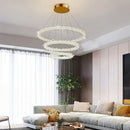 GobekUsa K9 Crystal Round Chandelier: Modern LED Pendant Lamp for Home, Living Room, Bedroom, Lobby