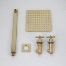 GobekUsa Brushed Gold Rainfall Shower Faucet Set with Dual Handles and Wall Mount