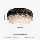 GobekUsa Gold Black Crystal Ceiling Chandeliers: Modern LED Round Kitchen Pendant Lamps for Home Lighting