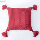 GobekUsa Knit Pillow Case 45x45cm Soft Decorative Cushion Cover Tassels Sofa Bed